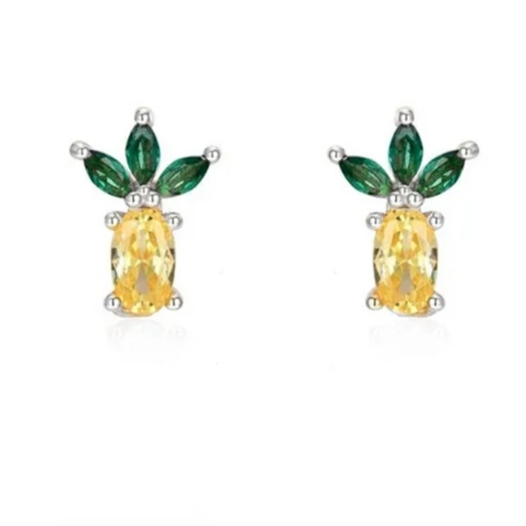 Pineapple Sterling silver earrings - Picture 1 of 5
